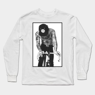 Urban man on a bike Long Sleeve T-Shirt